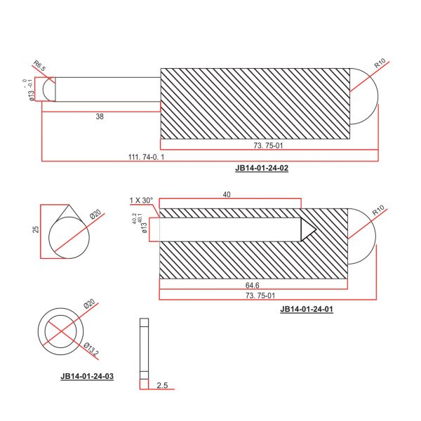 150mm Bullet Hinge cad drawing