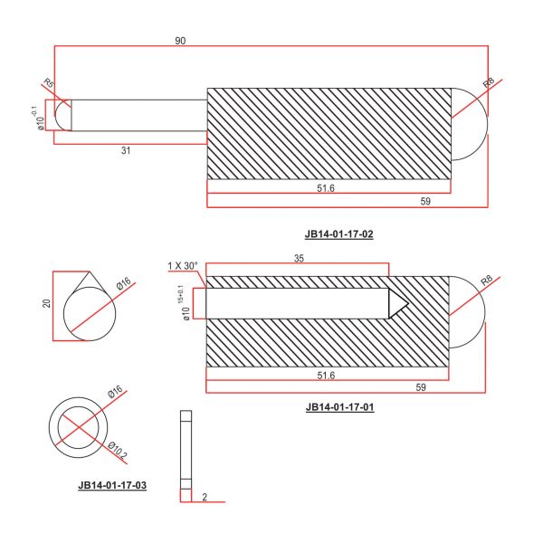 120mm Bullet Hinge cad drawing