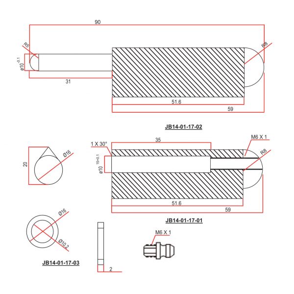 120mm Grease function Bullet Hinge cad drawing