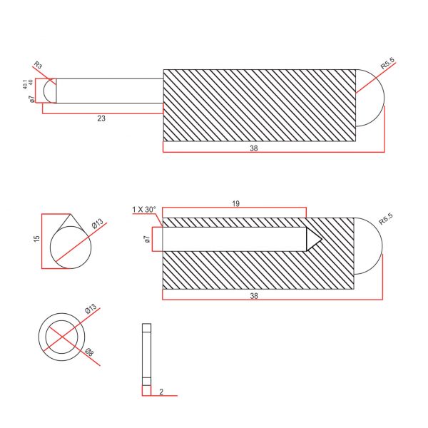 80mm Bullet Hinge cad drawing